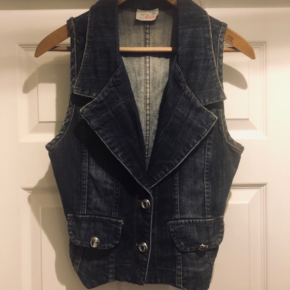 Jean Vest w/ Rhinestone Buttons